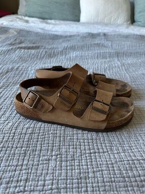 Birkenstock Milano Brown Oiled Leather Sandals Size 38 Women’s Comfort Shoes